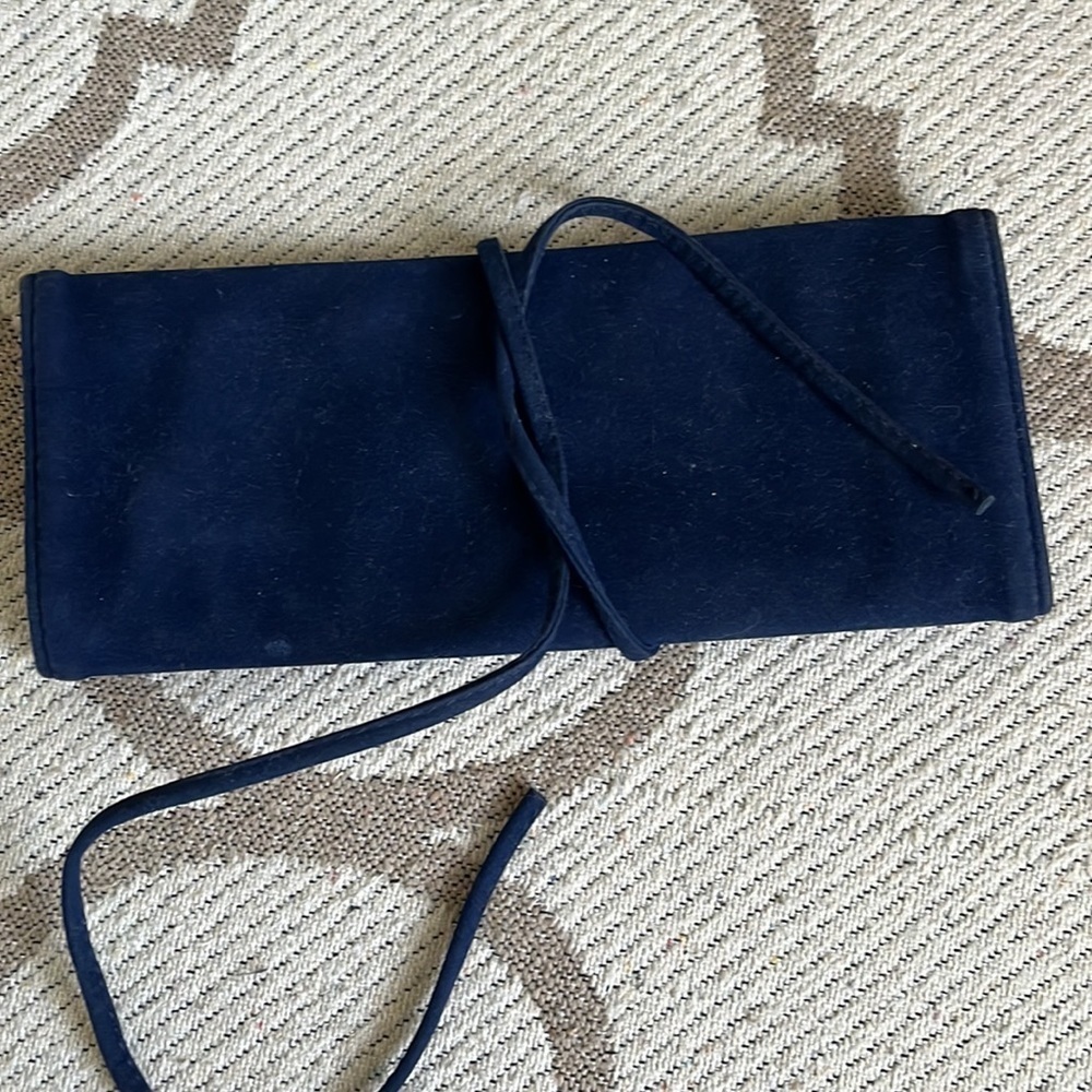 Vintage Avon Jewelry Wrap Travel Organizer Velvet Midnight Blue